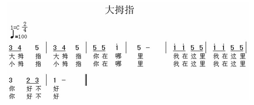 大拇指简谱_天之大拇指琴简谱